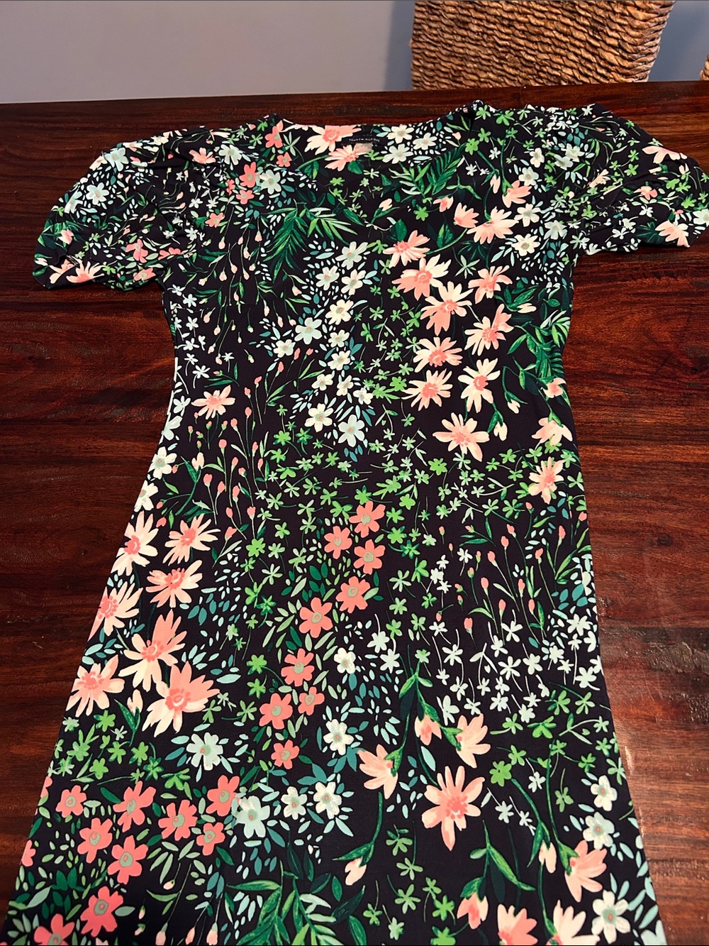 Tommy Hilfiger Navy Floral Dress with Pink & Green Accents